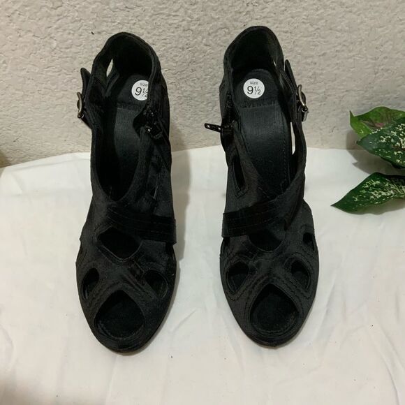 Givenchy Womens Side Zip Stiletto Peep Toe Satin Cut Out Sandals Black Size 40 - Picture 2 of 16